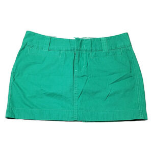 Old Navy Green Cotton Mini Skirt Size 4 Y2K Straight Bandage Skirt Pockets Vivid